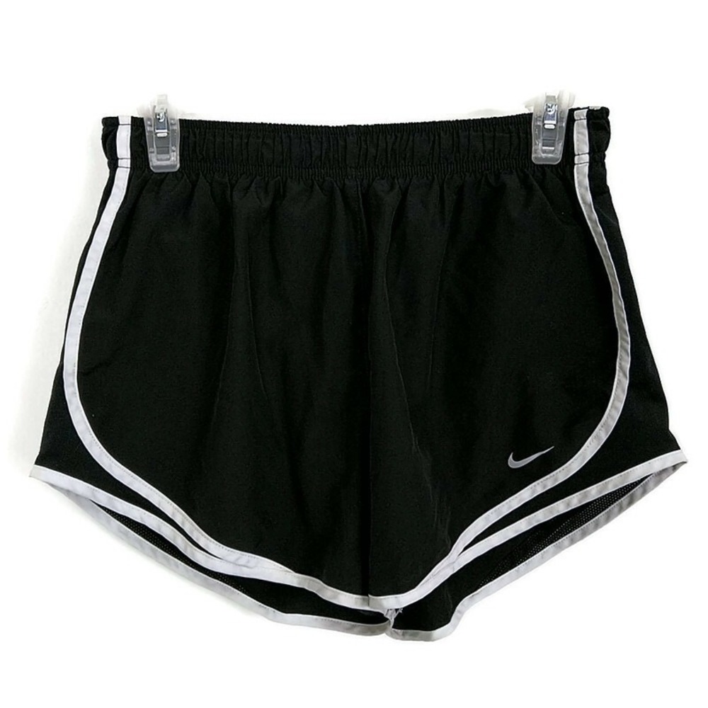 Nike Running Shorts Womens L Black Dri-FIT Athletic Mesh Trim Dolphin Hem